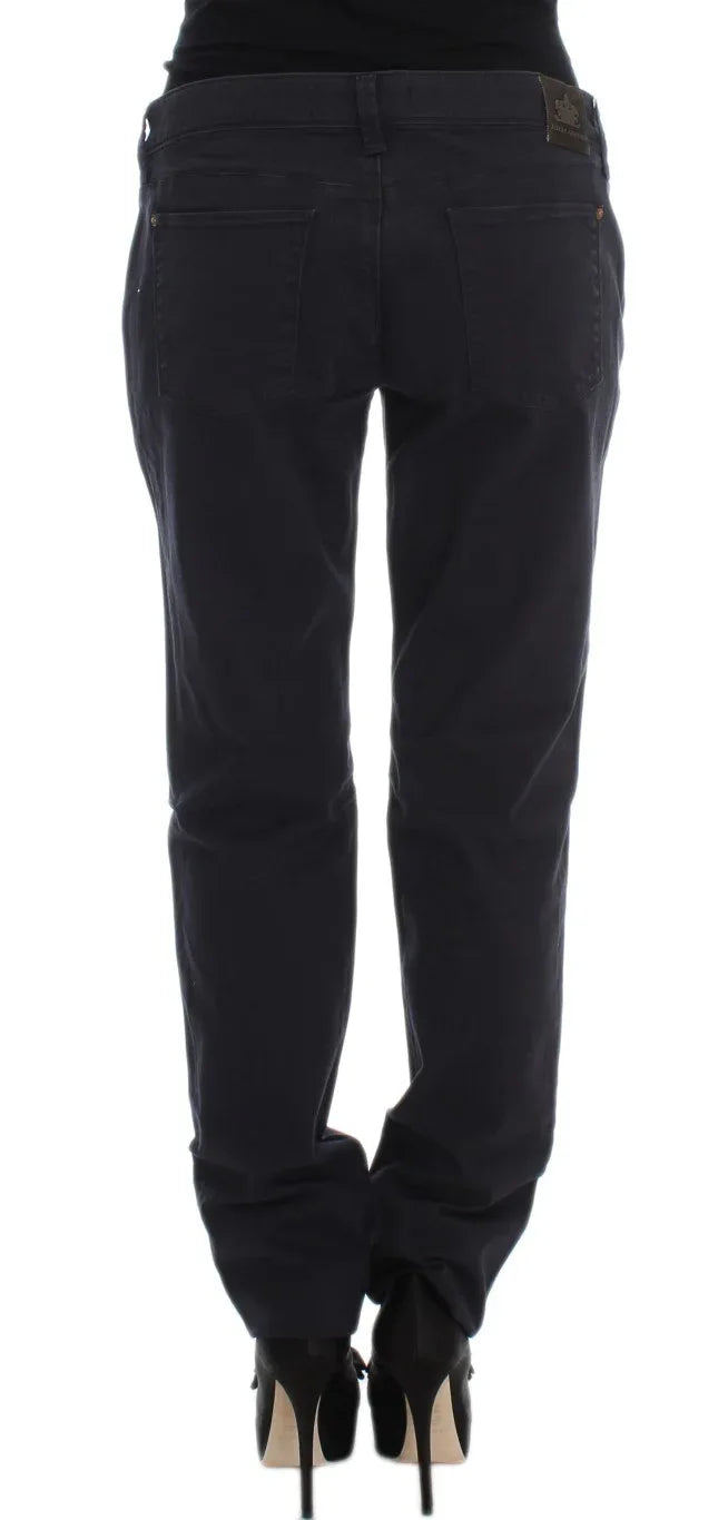 Ermanno Scervino Blue Cotton Blend Casual Fit Pants - Zeiniez