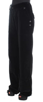 Ermanno Scervino Black Velvet Cotton Straight Legs Pants - Zeiniez