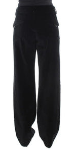 Ermanno Scervino Black Velvet Cotton Straight Legs Pants - Zeiniez