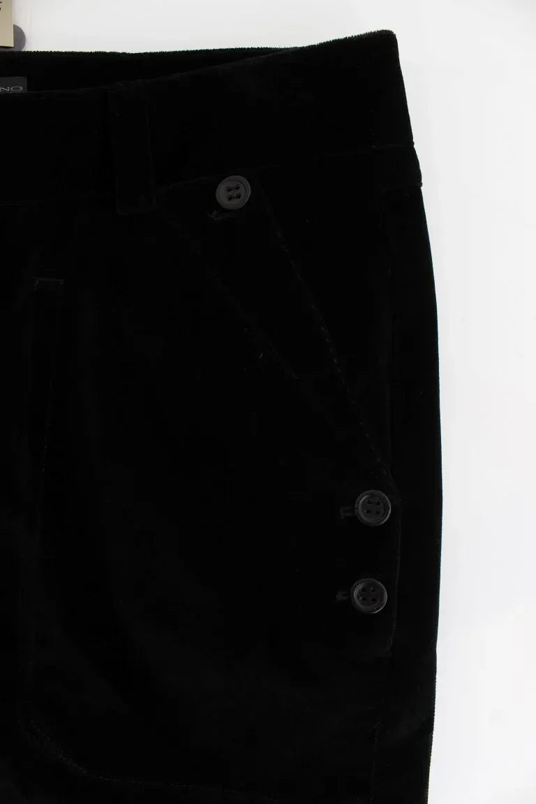Ermanno Scervino Black Velvet Cotton Straight Legs Pants - Zeiniez