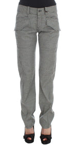 Ermanno Scervino Black White Checkered Cotton Casual Pants - Zeiniez