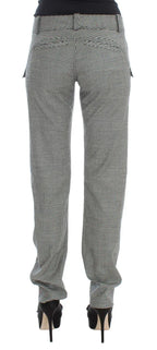 Ermanno Scervino Black White Checkered Cotton Casual Pants - Zeiniez