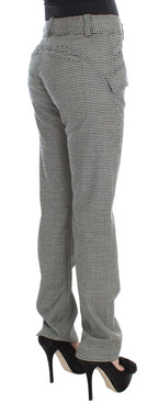 Ermanno Scervino Black White Checkered Cotton Casual Pants - Zeiniez