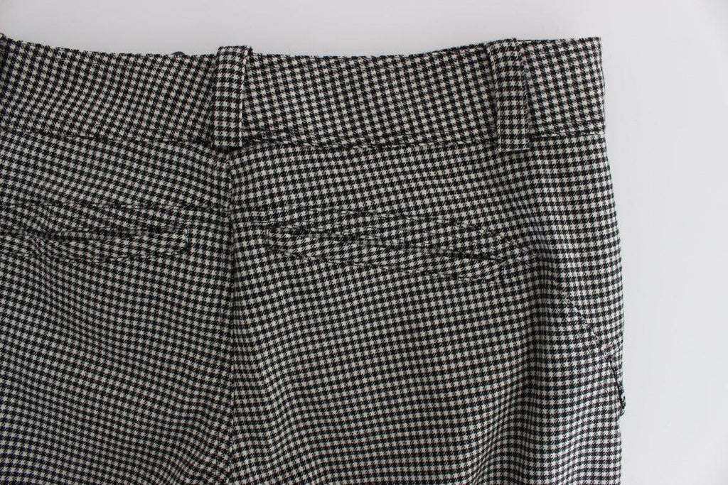 Ermanno Scervino Black White Checkered Cotton Casual Pants - Zeiniez