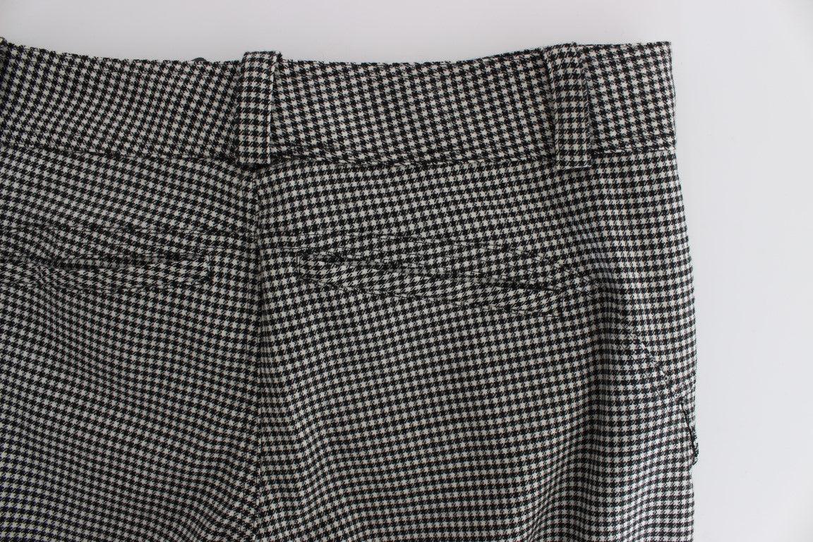Ermanno Scervino Black White Checkered Cotton Casual Pants - Zeiniez