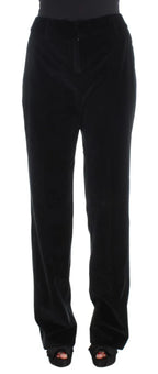 Ermanno Scervino Black Velvet Cotton Straight Legs Pants - Zeiniez