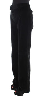 Ermanno Scervino Black Velvet Cotton Straight Legs Pants - Zeiniez