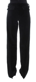 Ermanno Scervino Black Velvet Cotton Straight Legs Pants - Zeiniez