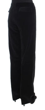 Ermanno Scervino Black Velvet Cotton Straight Legs Pants - Zeiniez