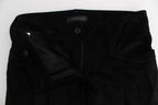 Ermanno Scervino Black Velvet Cotton Capri Bootcut Pants - Zeiniez
