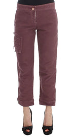 Ermanno Scervino Bordeaux Cotton Cropped Cargo Pants - Zeiniez