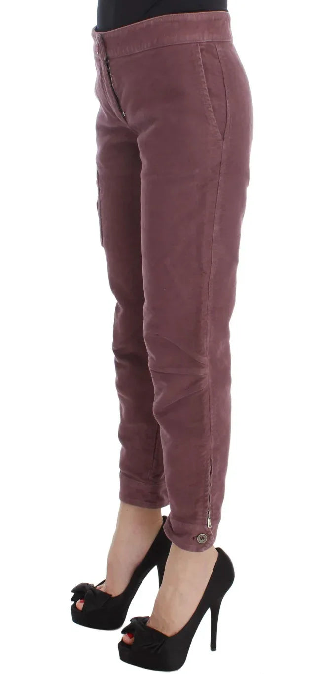 Ermanno Scervino Bordeaux Cotton Cropped Cargo Pants - Zeiniez