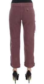 Ermanno Scervino Bordeaux Cotton Cropped Cargo Pants - Zeiniez