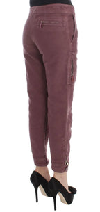 Ermanno Scervino Bordeaux Cotton Cropped Cargo Pants - Zeiniez
