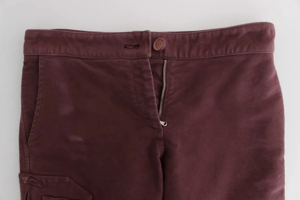 Ermanno Scervino Bordeaux Cotton Cropped Cargo Pants - Zeiniez