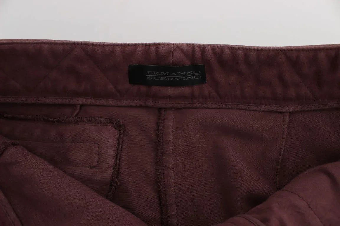 Ermanno Scervino Bordeaux Cotton Cropped Cargo Pants - Zeiniez