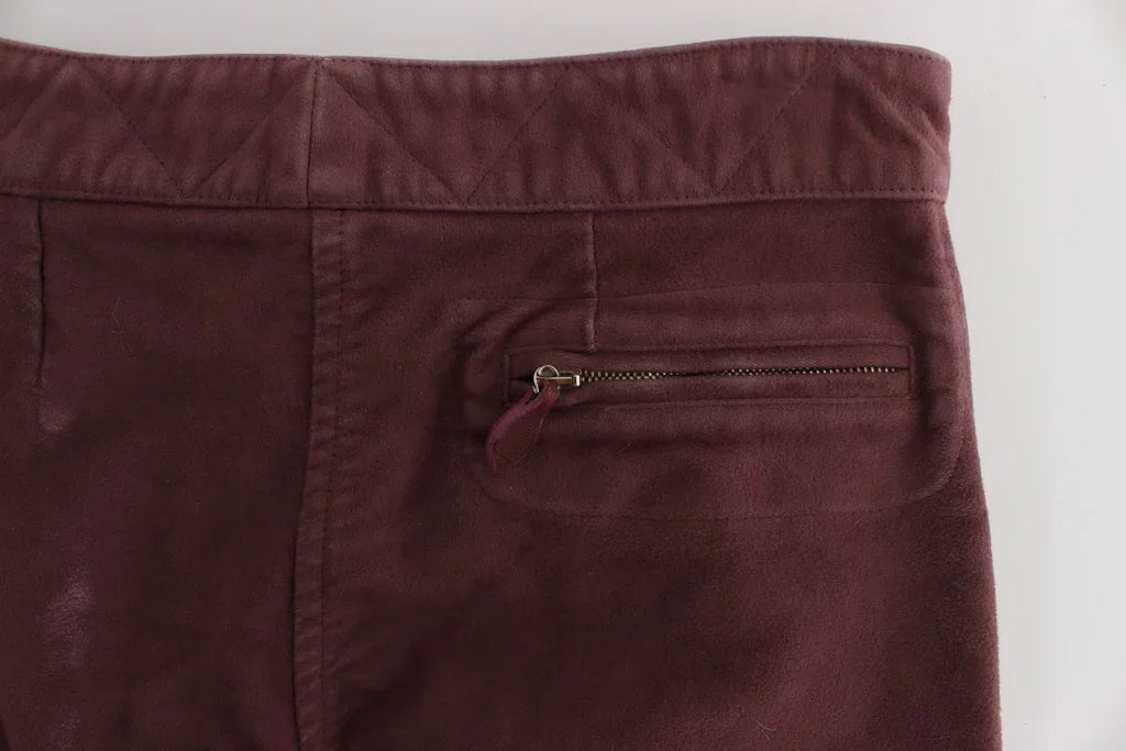 Ermanno Scervino Bordeaux Cotton Cropped Cargo Pants - Zeiniez