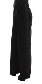 Ermanno Scervino Black Striped Cotton Blend Wide Legs Pants - Zeiniez