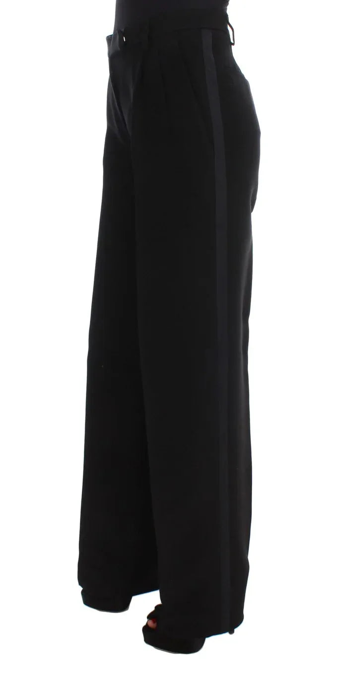 Ermanno Scervino Black Striped Cotton Blend Wide Legs Pants - Zeiniez