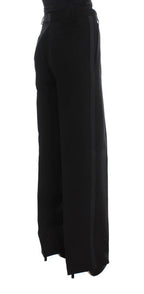Ermanno Scervino Black Striped Cotton Blend Wide Legs Pants - Zeiniez
