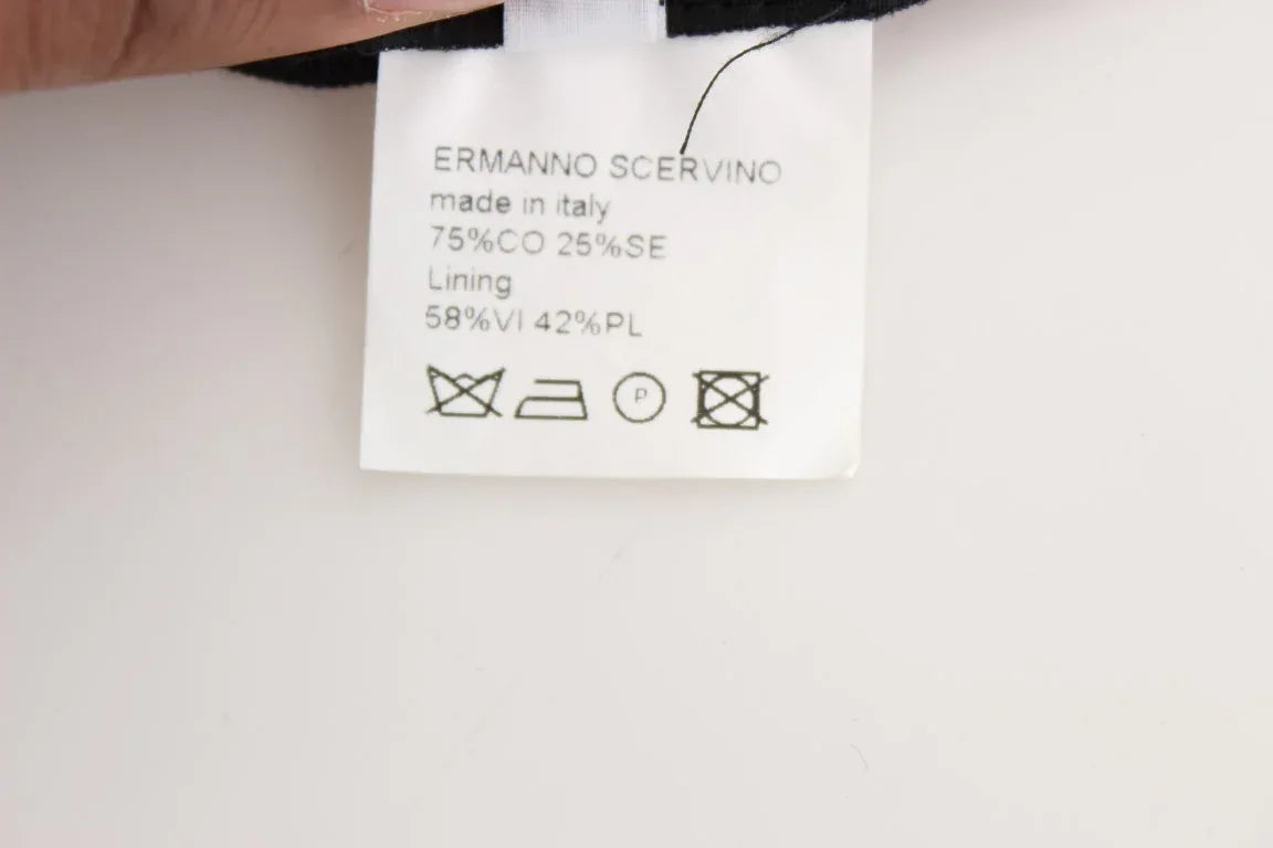 Ermanno Scervino Black Striped Cotton Blend Wide Legs Pants - Zeiniez