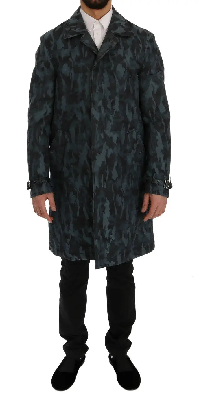 Dolce & Gabbana Blue Camouflage Trench Trench - Zeiniez