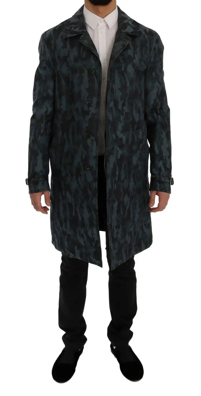 Dolce & Gabbana Blue Camouflage Trench Trench - Zeiniez