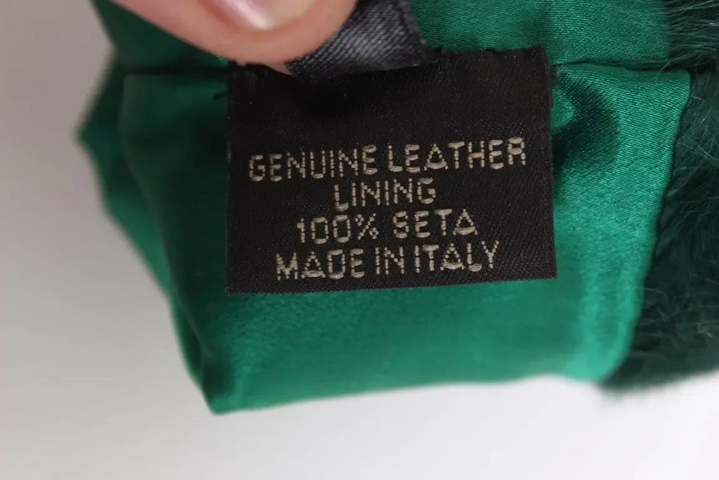 Dolce & Gabbana Green Leather Xiangao Fur Elbow Gloves - Zeiniez