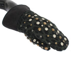 Dolce & Gabbana Gray Wool Shearling Studded Green Leopard Gloves - Zeiniez