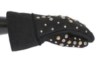 Dolce & Gabbana Gray Wool Shearling Studded Gloves - Zeiniez