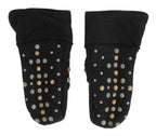 Dolce & Gabbana Gray Wool Shearling Studded Gloves - Zeiniez