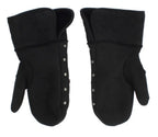Dolce & Gabbana Gray Wool Shearling Studded Gloves - Zeiniez