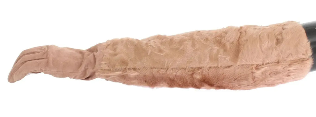 Dolce & Gabbana Beige Suede Xiangao Fur Elbow Gloves - Zeiniez
