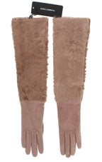 Dolce & Gabbana Beige Suede Xiangao Fur Elbow Gloves - Zeiniez