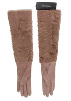 Dolce & Gabbana Beige Suede Xiangao Fur Elbow Gloves - Zeiniez