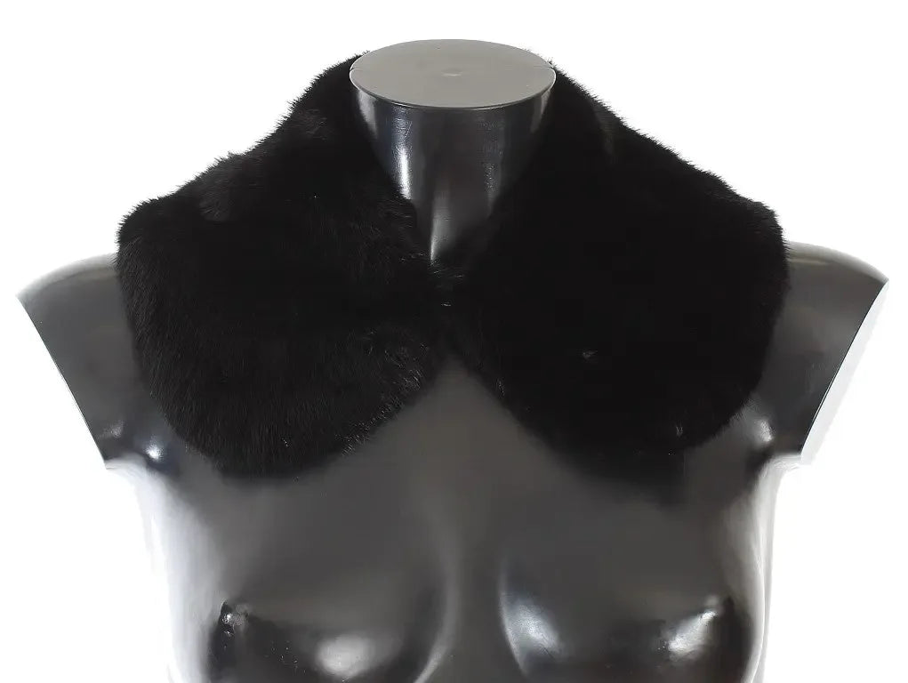 Dolce & Gabbana Black Mink Fur Shoulder Collar Scarf - Zeiniez
