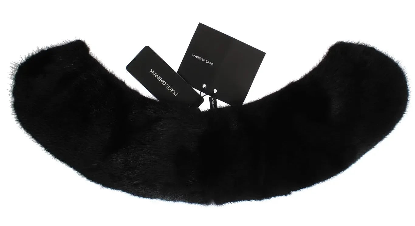 Dolce & Gabbana Black Mink Fur Shoulder Collar Scarf - Zeiniez