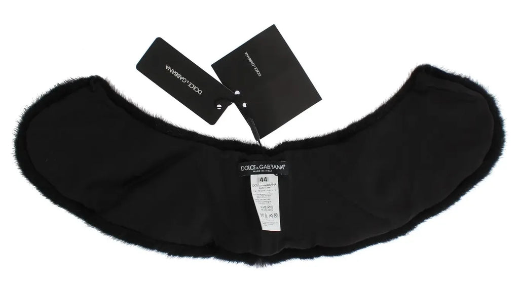 Dolce & Gabbana Black Mink Fur Shoulder Collar Scarf - Zeiniez