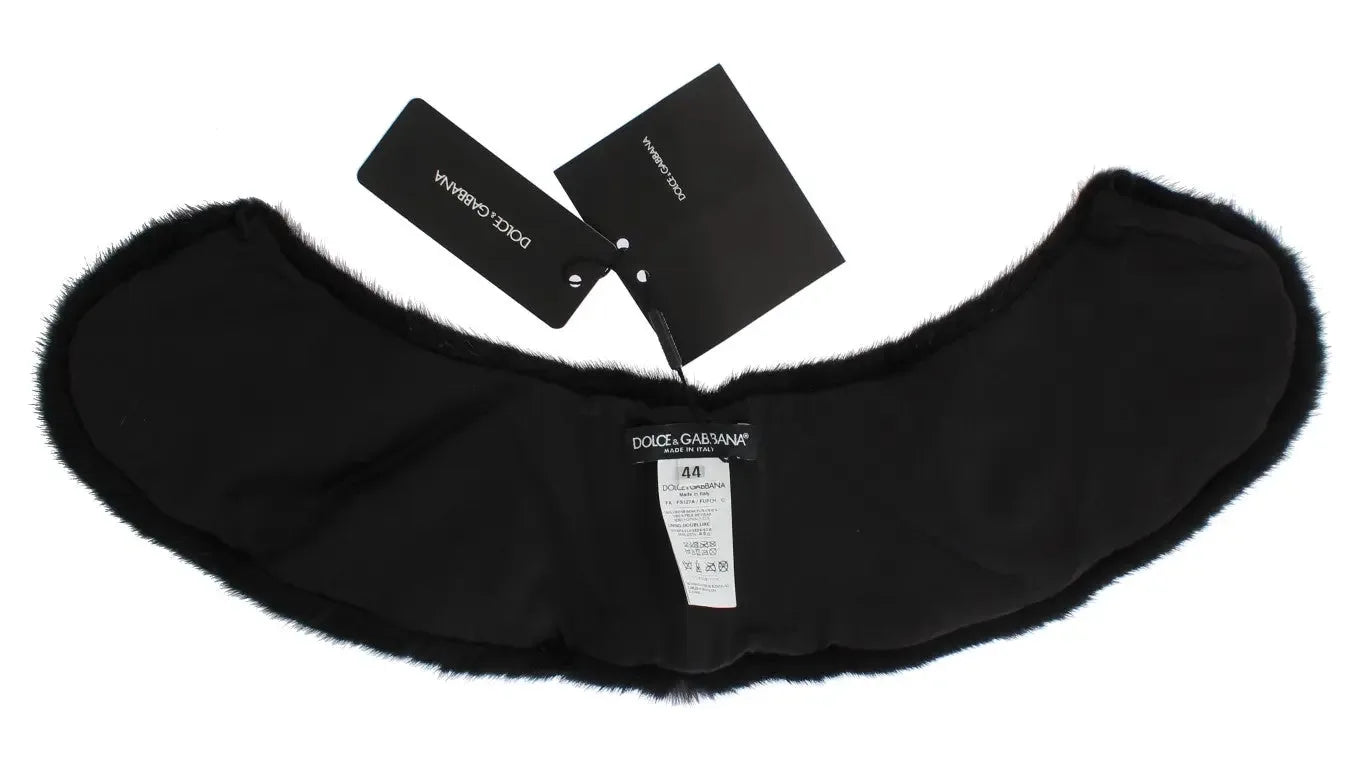 Dolce & Gabbana Black Mink Fur Shoulder Collar Scarf - Zeiniez