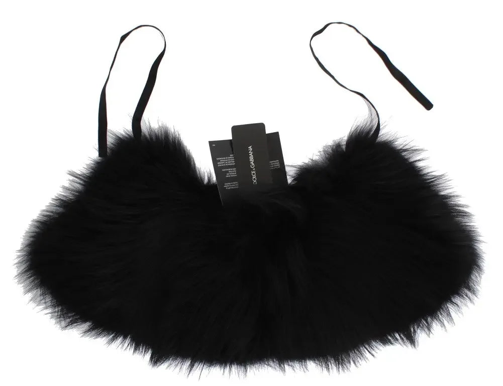 Dolce & Gabbana Black Fox Fur Collar Scarf - Zeiniez