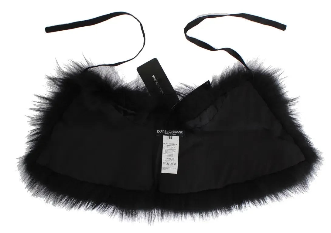 Dolce & Gabbana Black Fox Fur Collar Scarf - Zeiniez