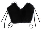 Dolce & Gabbana Black Fox Fur Shoulder Wrap Cover Collar Scarf - Zeiniez