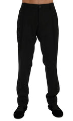 Dolce & Gabbana Black Striped Wool Stretch Pants - Zeiniez