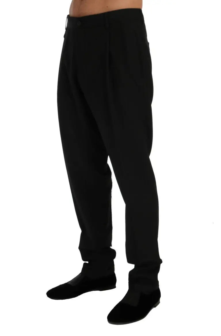 Dolce & Gabbana Black Striped Wool Stretch Pants - Zeiniez