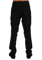 Dolce & Gabbana Black Striped Wool Stretch Pants - Zeiniez