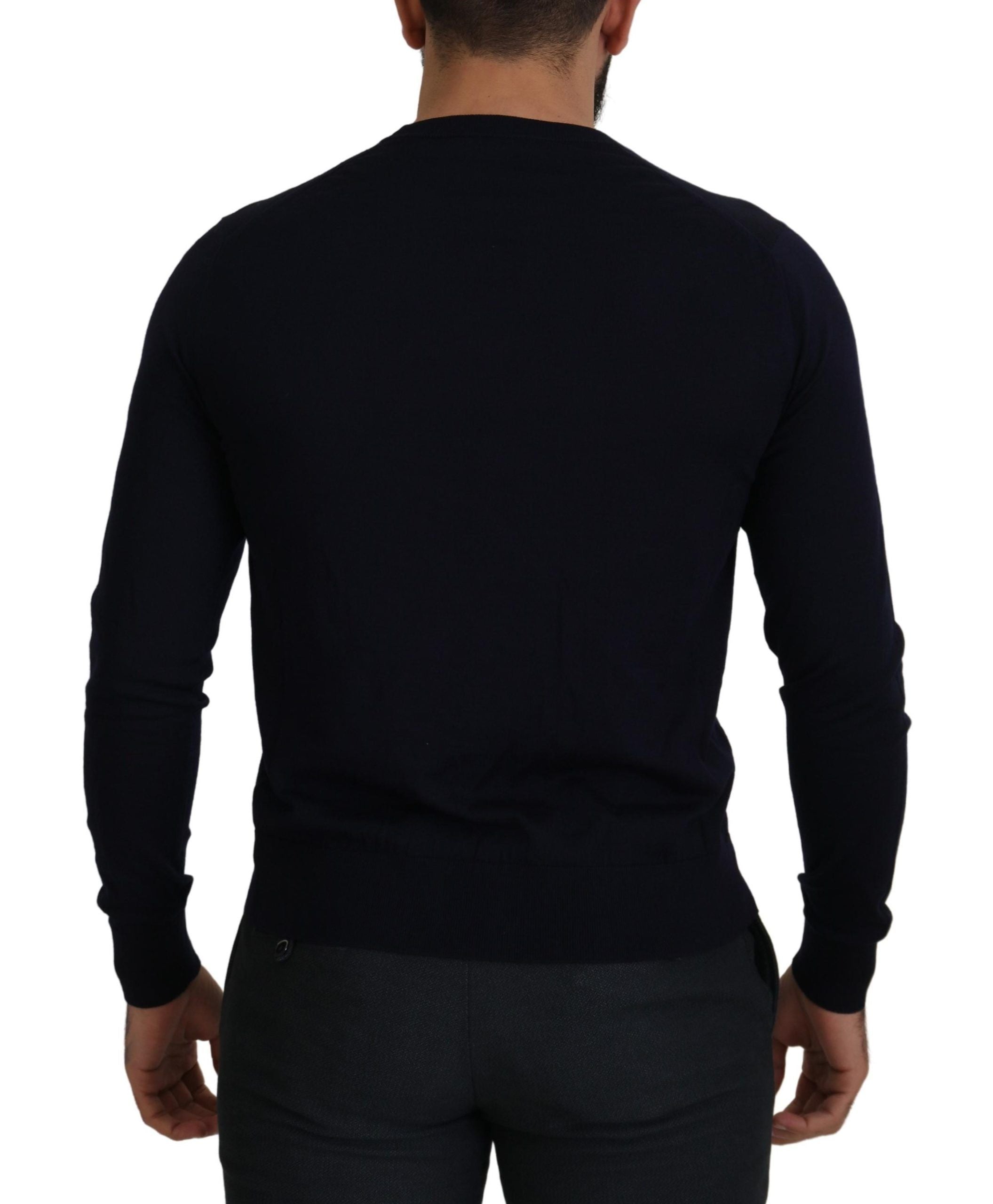 Dolce & Gabbana Blue Wool STAFF Down Cardigan Sweater - Zeiniez