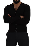 Dolce & Gabbana Black Wool Button Down Cardigan Sweater - Zeiniez
