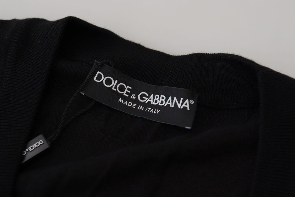 Dolce & Gabbana Black Wool Button Down Cardigan Sweater - Zeiniez