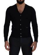 Dolce & Gabbana Black Wool Button Down Cardigan Sweater - Zeiniez