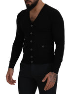 Dolce & Gabbana Black Wool Button Down Cardigan Sweater - Zeiniez